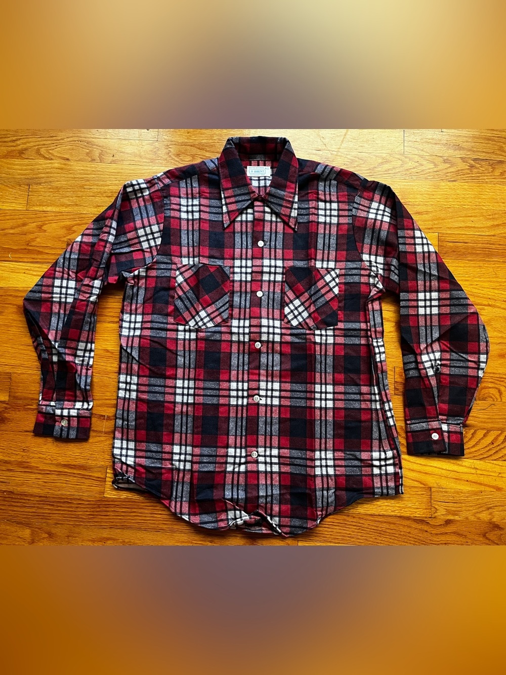 NWOT Vintage 1970s Brent Montgomery Ward Red Blue Plaid Flannel Shirt Sz M